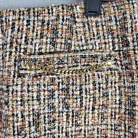 Etcetera Womens Size 6 Crosshatch Tweed Pencil Skirt Black Brown Office Academia - Picture 4 of 11